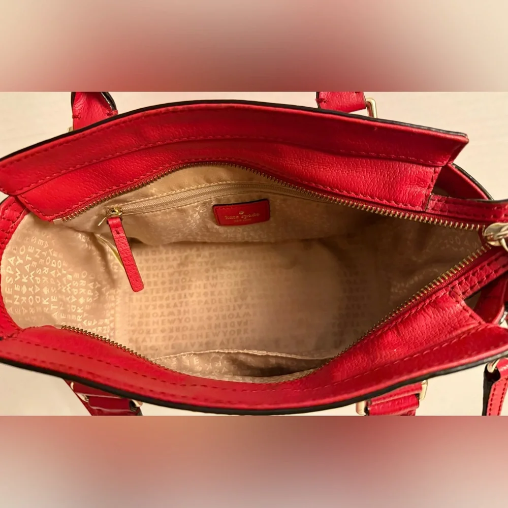 Kate Spade Grove Street Lana Satchel Red Pebbled Leather Crossbody